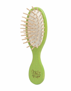 Escova Oval de Viagem Verde com Pinos Curtos 15,5cm x 4,7cm