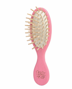Escova Oval de Viagem Rosa com Pinos Curtos 15,5cm x 4,7cm