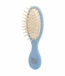 Escova Oval de Viagem Azul com Pinos Curtos 15,5cm x 4,7cm
